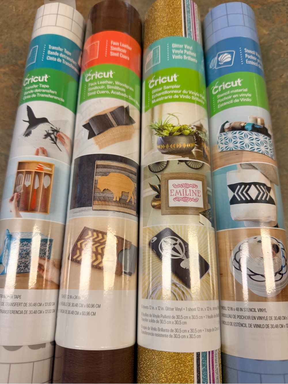 Cricut Vinyl Bundle: Glitter, Leather, Transfer Tape, and Stencil